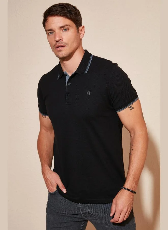 بوراتي تيشيرت بولو رجالي قطن بياقة بأزرار  قطع